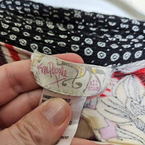 Free People x All Tous No Size Back Cut Outs Open Front Cardigan Kimono Red - Picture 4 of 14